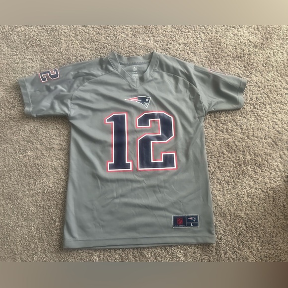 Gray Football Jersey with Number 12 - Picture 1 of 3